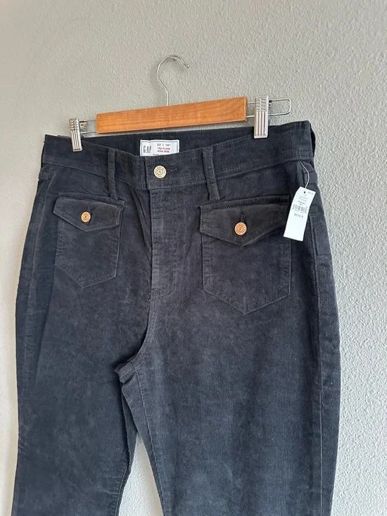 NWT Gap 70s Flare High-Rise Black Corduroy Pants 14 Short - Picture 4 of 15